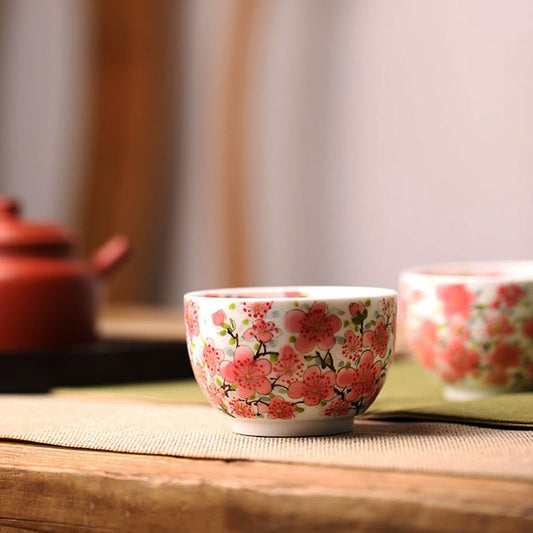 Jingdezhen Craftsman Hand-painted Pink Peach Blossom Tea Cup