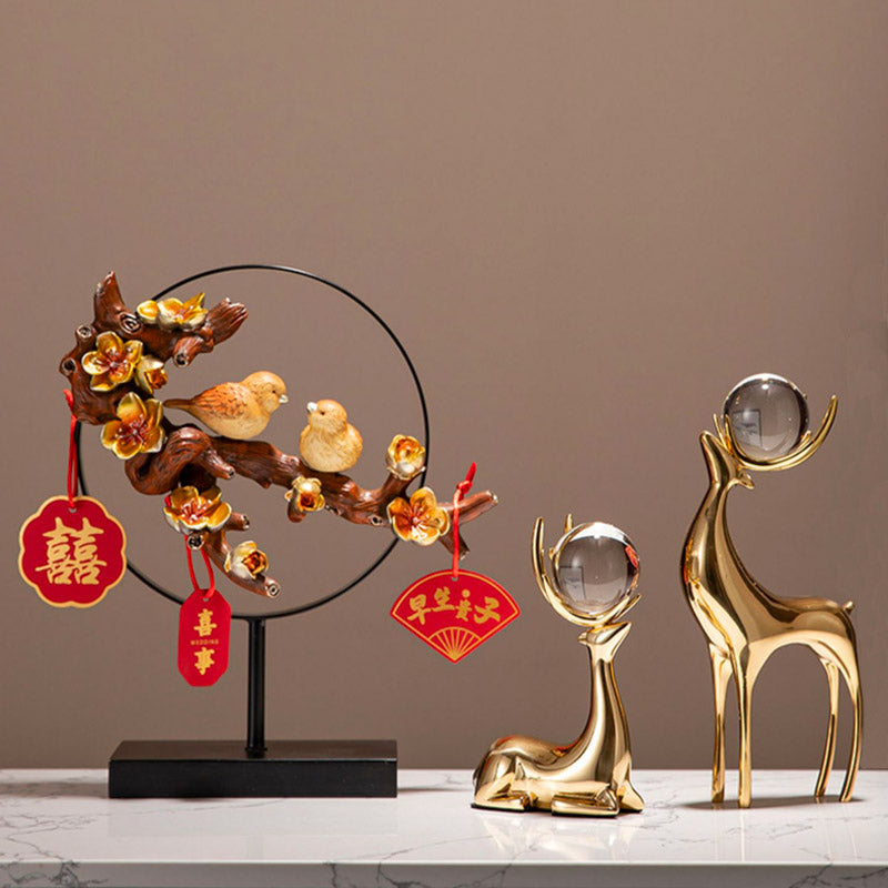 Magpies and Plum Blossom Ornament Table Decor Brides Wedding Gift