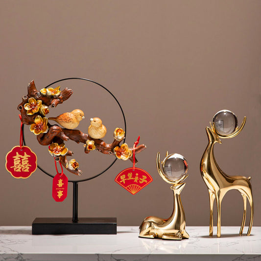 Magpies and Plum Blossom Ornament Table Decor Brides Wedding Gift