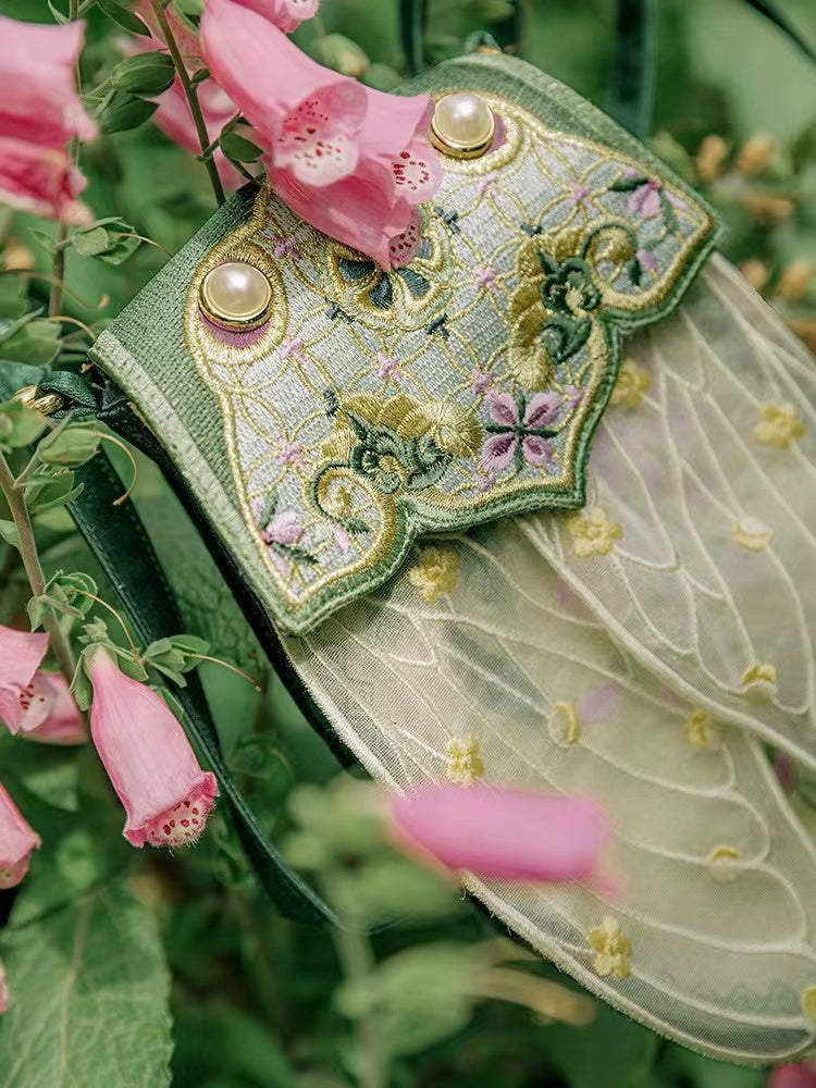 Original Design Vintage Chinese Style Cicada Wing Embroidered Handbag