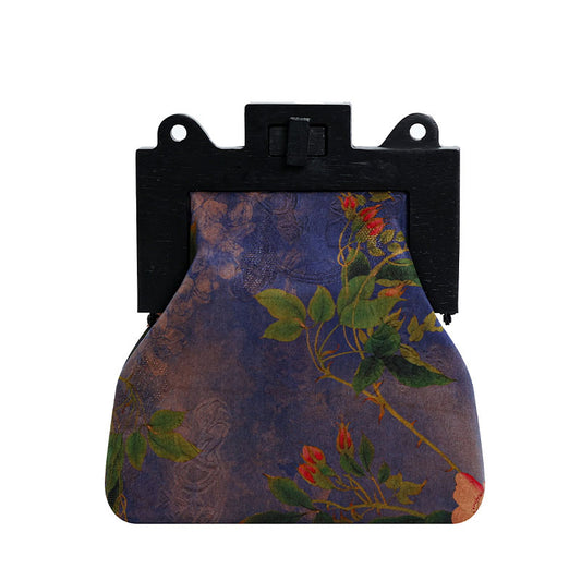 Sac à bandoulière en soie imprimé floral chinois rétro