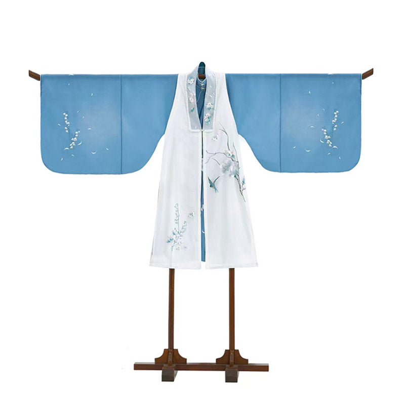 The Scent of Flowers on a Rainy Night Misty Blue Embroidery Hanfu Clothing-05