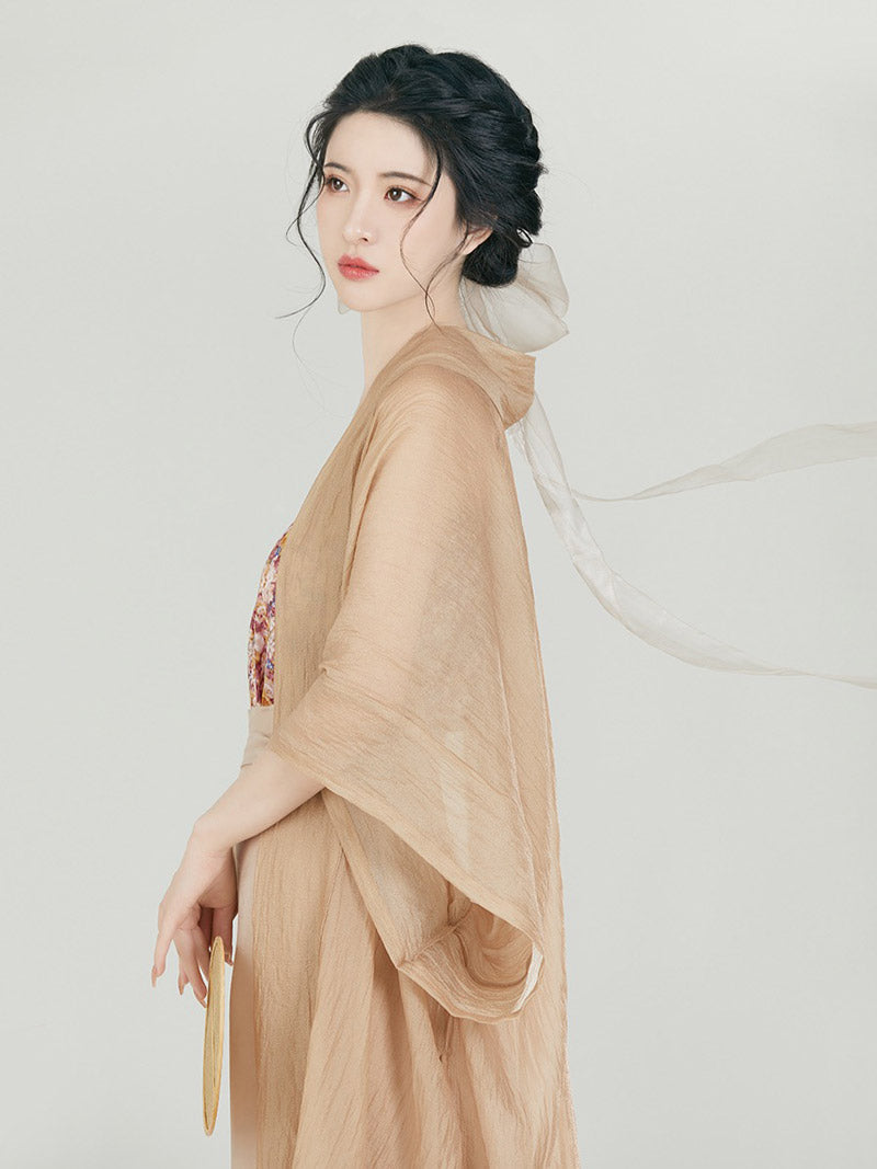 Bloom in a Dream – Khakifarbenes Rock-Set im chinesischen Stil