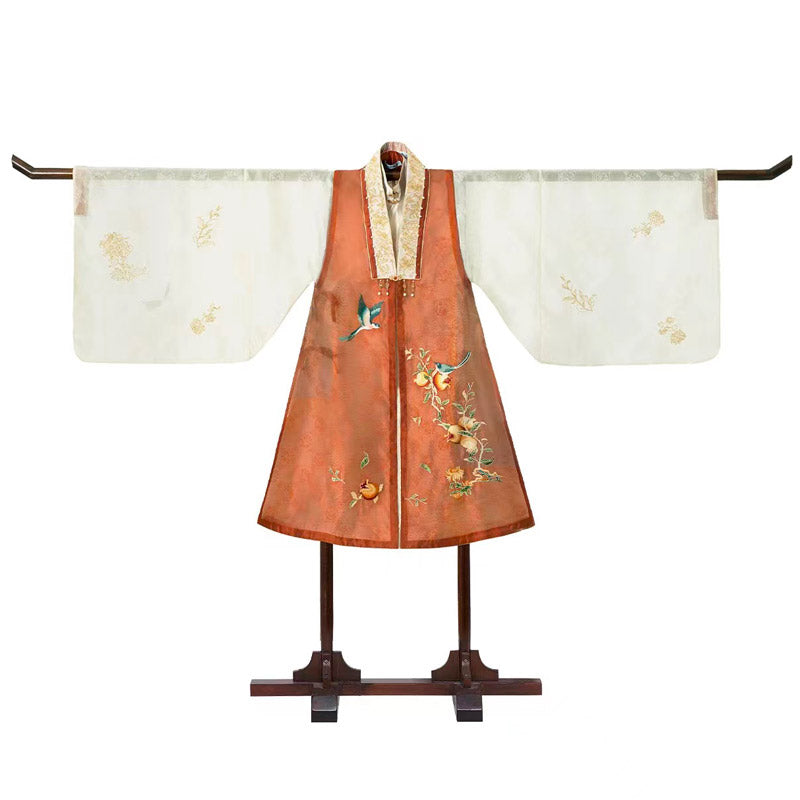 Magpies Singing on the Pomegranate Tree Branch「Good things are coming」Embroidered Hanfu Clothing-05