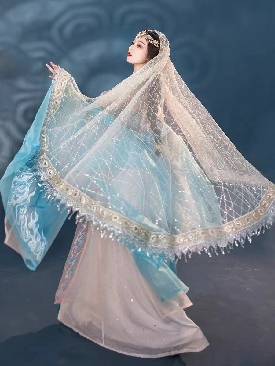 BlueDail Blue Sacred Fire Embroidery Hanfu Clothing Daily Wear(4Pcs)-03