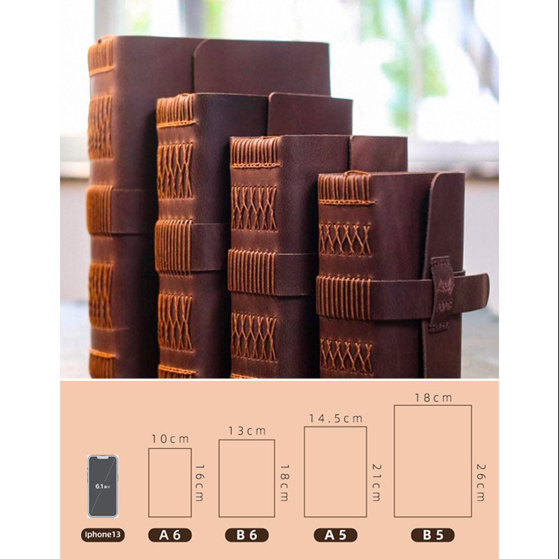 Hand-Sewn Vintage Leather Journal 480 Pages Travel Journal Notebook (Four Sizes to Choose)