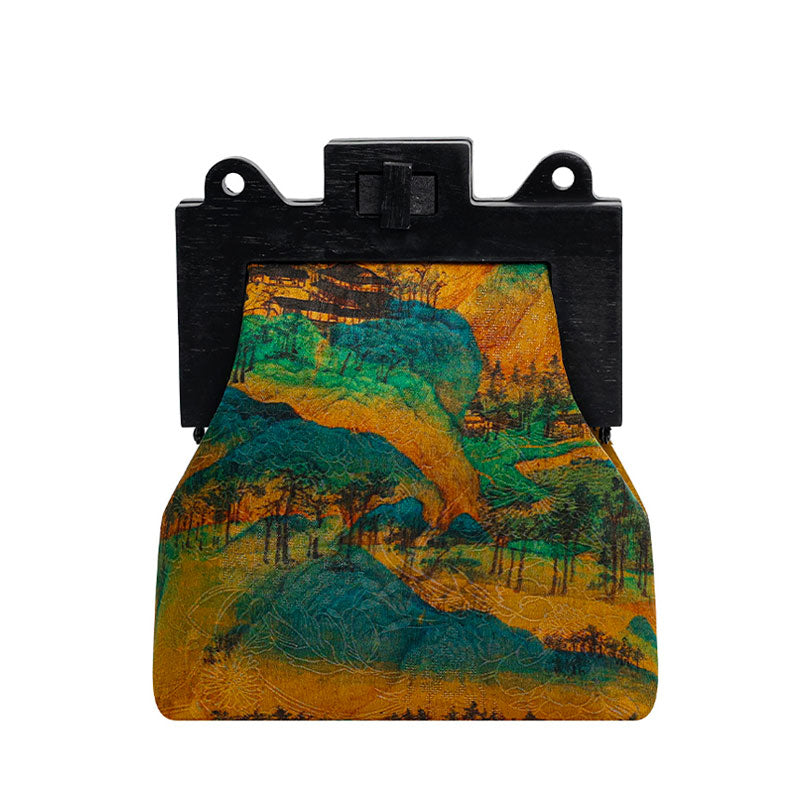 Retro Chinese Floral Printed Silk Crossbody Shoulder Bag