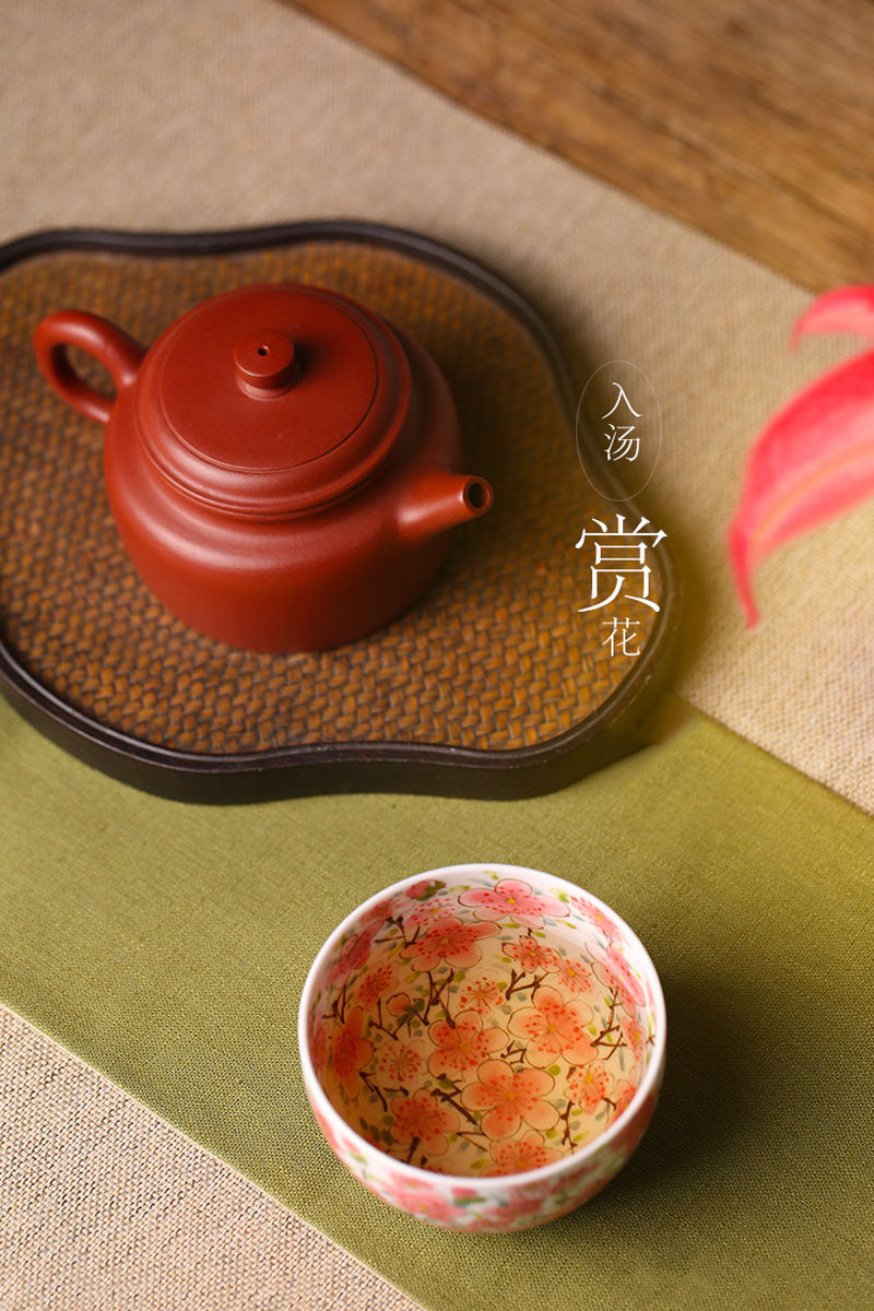 Jingdezhen Craftsman Hand-painted Pink Peach Blossom Tea Cup