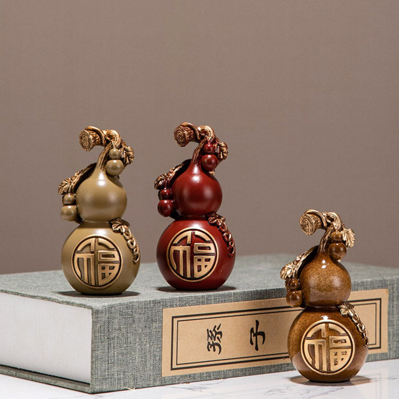 Creative Gourd Statues Small Gourd Home Decor Chinese Style Hulu Figurine Decorative Ornaments for Office and Cabinets