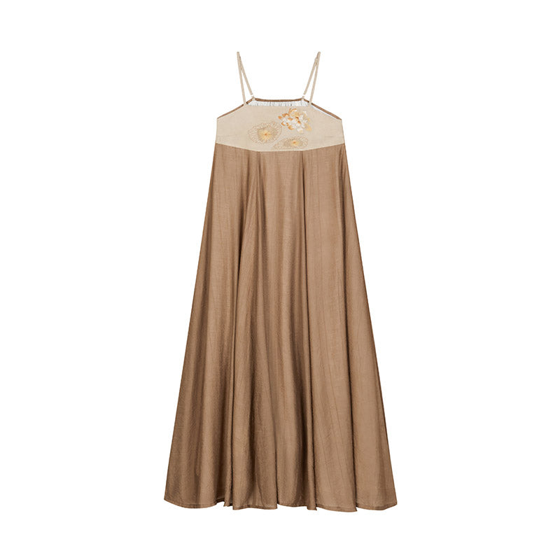Tang-style Morden Chinese Style Lotus Embroidery Droopy Suspender Skirt Set-07