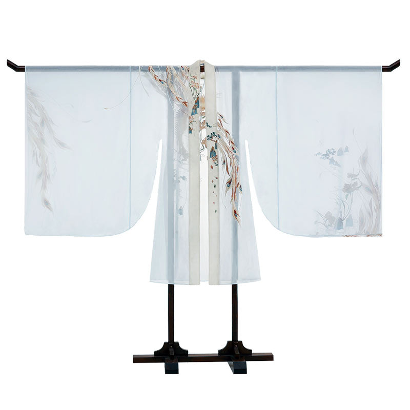 BlueDail Pure Hand Embroidery「Beautiful appearance and pure heart」White Phoenix Embroidered Tang Style Daily Wear Hanfu Clothing-06