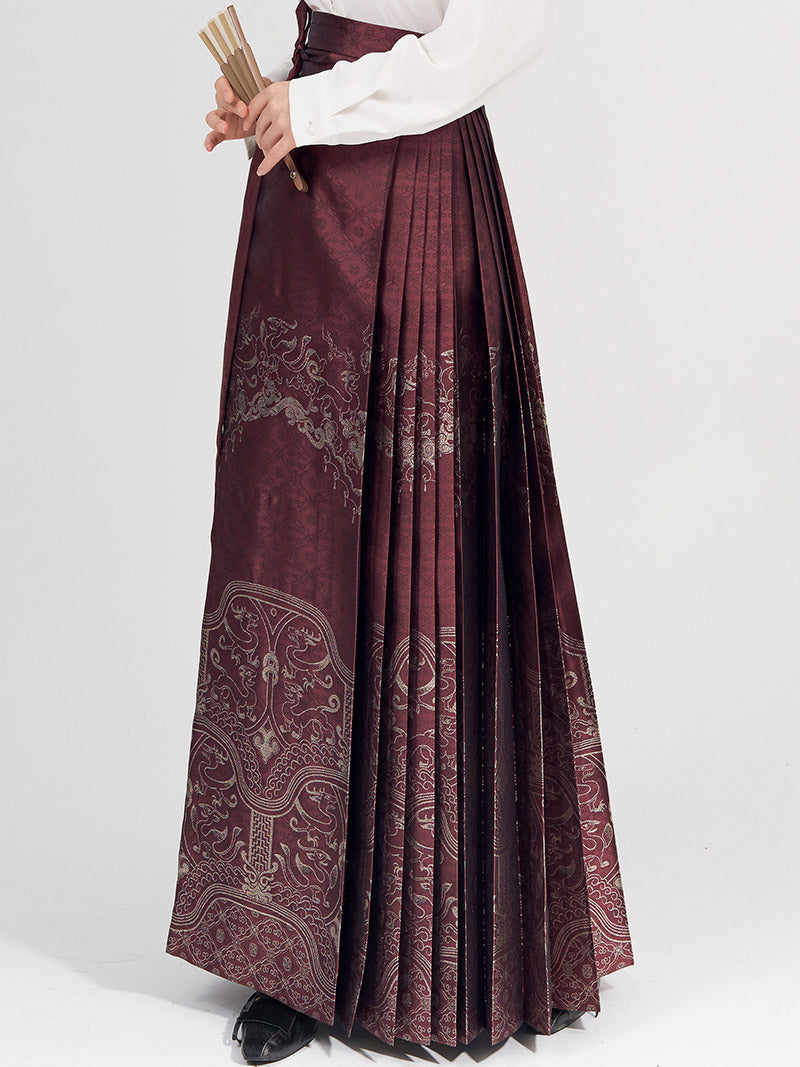 Vintage Chinese Traditional Auspicious Flower Pattern Yarn-dyed Jacquard Cloth Mamianqun Morden Hanfu Skirt
