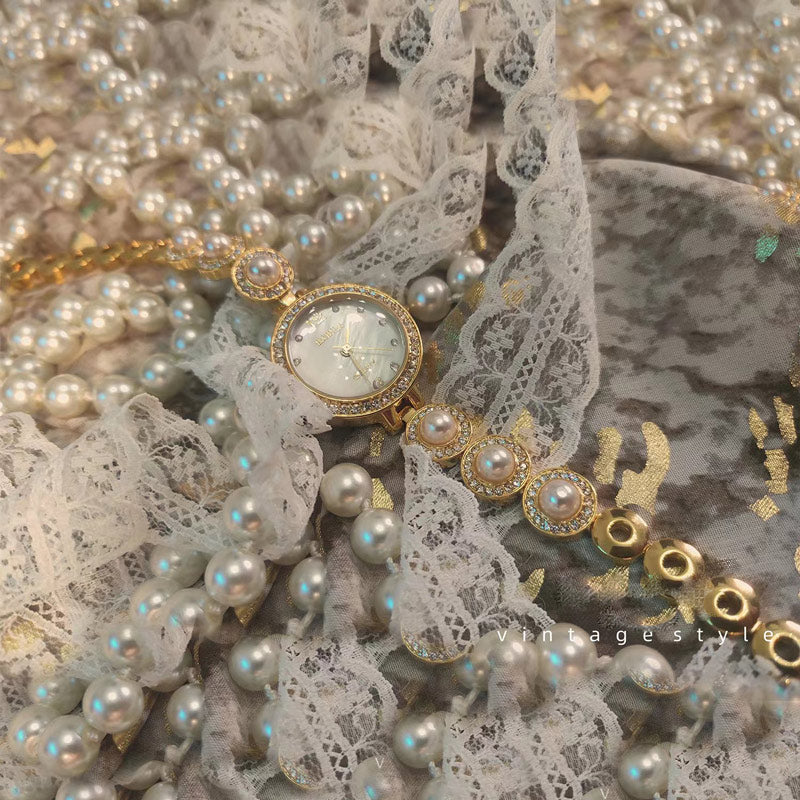 Vintage Luxus-Perlenarmbanduhr für Damen – das perfekte Geburtstagsgeschenk
