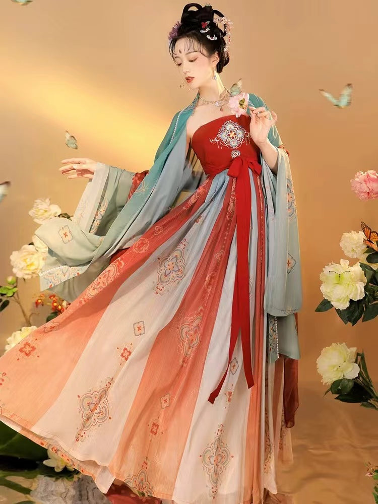 BlueDail Women Hanfu Dress Chinese Traditional Embroidered Retro Hanfu Costume Daily Wear Hanfu Suit(3PCS), Green / S BlueDail Women Hanfu Dress Chinese Traditional Embroidered Retro Hanfu Costume Daily Wear Hanfu Suit(3PCS), Green / S