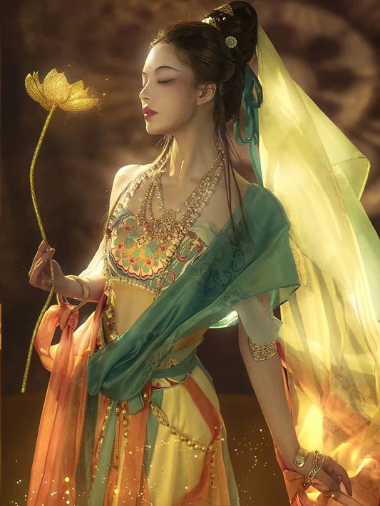 BlueDail Dunhuang Feitian Style Embroidery Hanfu Clothing Inspired by the Dunhuang Murals(5PCS)-02