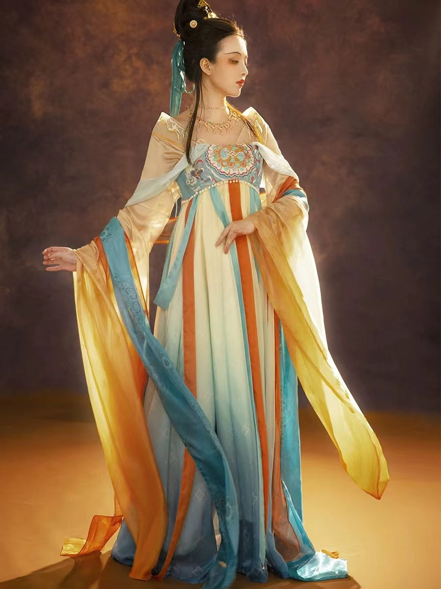 BlueDail Dunhuang Feitian Style Embroidery Hanfu Clothing Inspired by the Dunhuang Murals(5PCS)-03