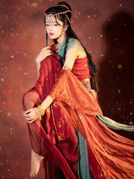 Ensemble de costumes de robe de princesse Dunhuang Feitian fait à la main