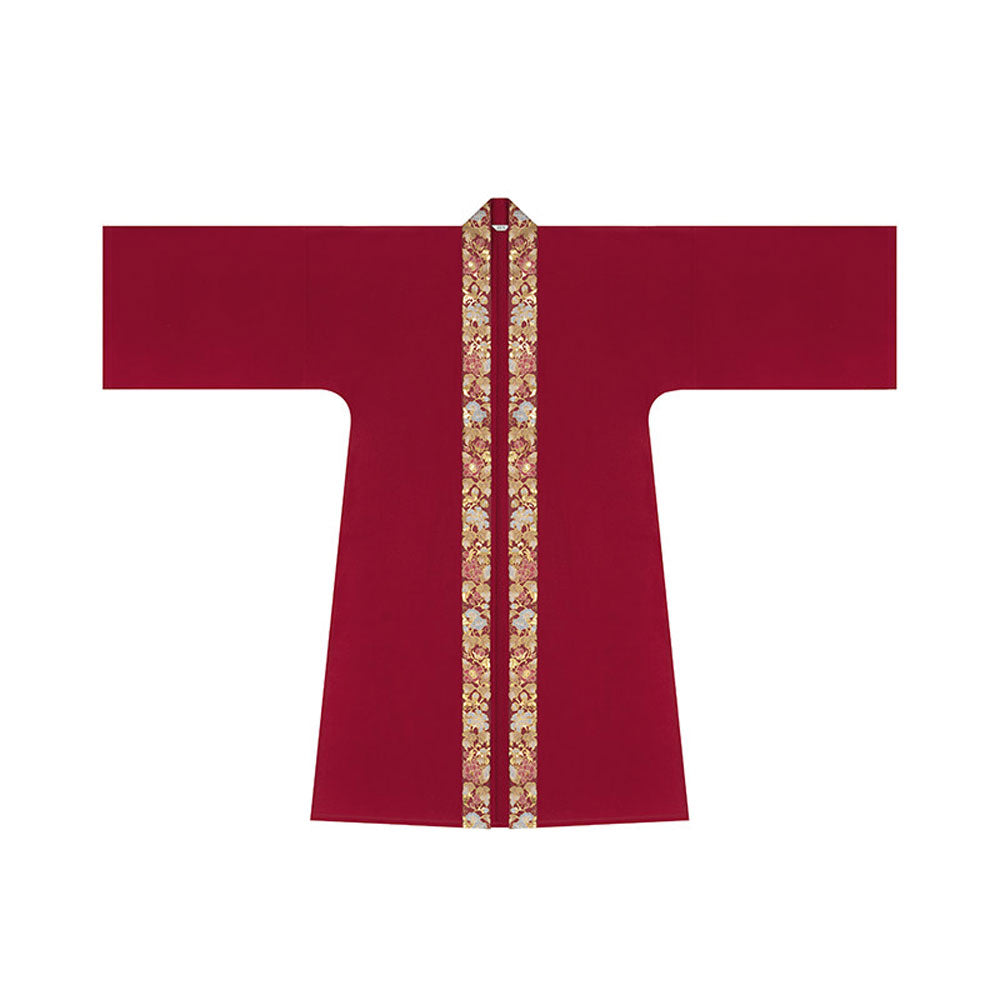 Birds & Blossoms — Ming-Style Gold-Woven Red Mamian Skirt Set-05