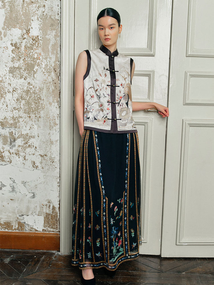 Silk-Printed Modernized Mamian Skirt | Neo-Chinese Spring/Summer Skirt | Multi-Color-02