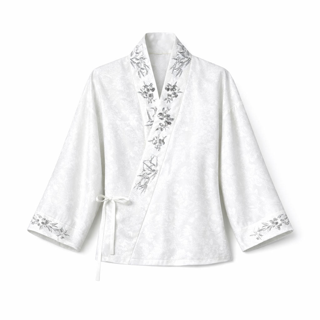Snow Bamboo Plum Embroidered Song-Style Jiaoling Hanfu Shirt-01