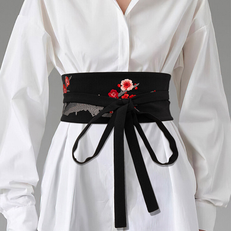 Vintage Chinese Style Plum Blossom Pattern Embroidery Waist Belt for Dress-05