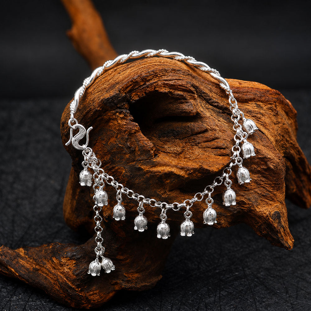 Lily of the Valley Twisted Vine Bracelet in 999 Fine Silver-01