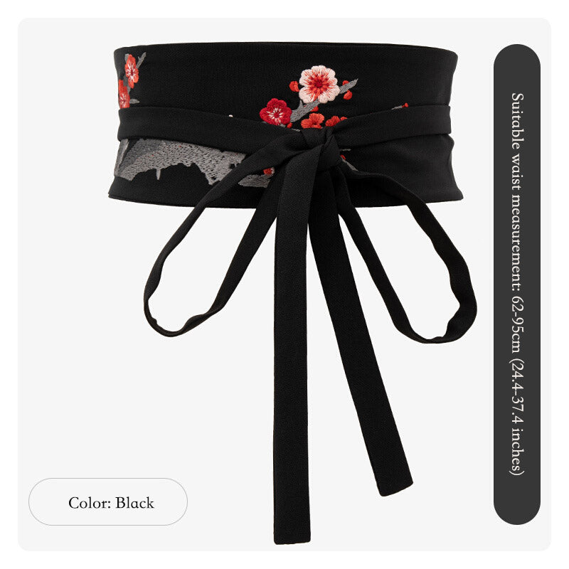 Vintage Chinese Style Plum Blossom Pattern Embroidery Waist Belt for Dress-02