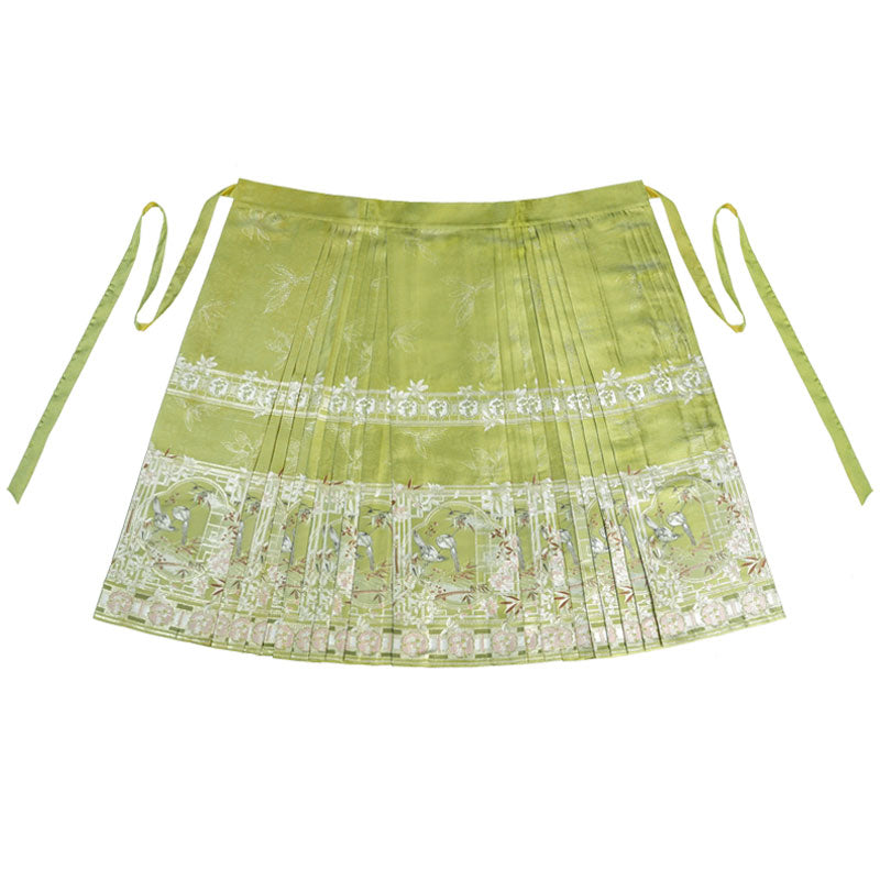 Inspired by Chinese Garden Window Scenes: Eight-Directional Cloud Pattern Woven Gold Mamianqun Skirt-01