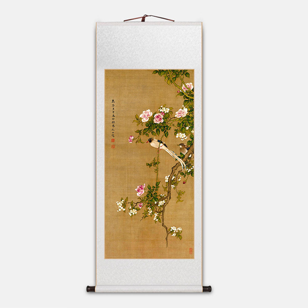 Birds & Blossoms — Traditional Chinese Bird-and-Flower Scroll Art Reproduction-0
