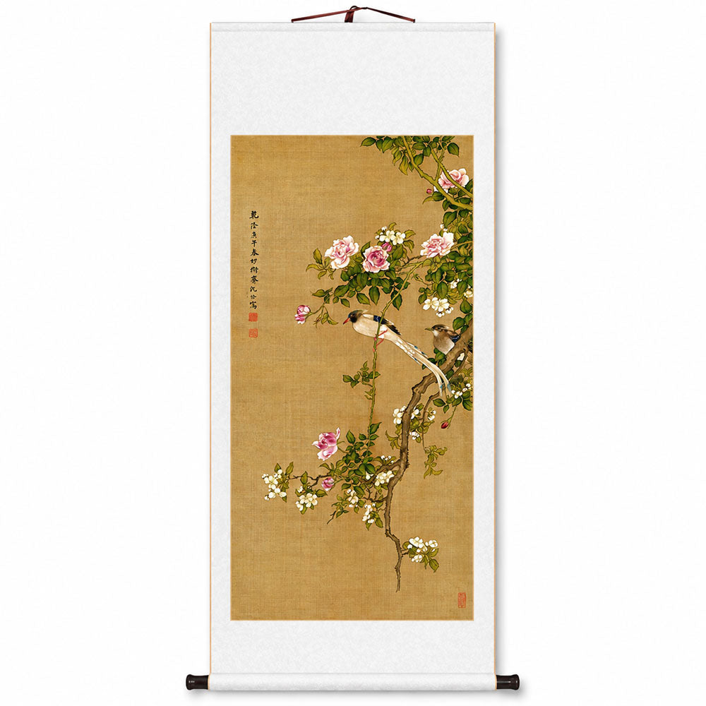 Birds & Blossoms — Traditional Chinese Bird-and-Flower Scroll Art Reproduction-01