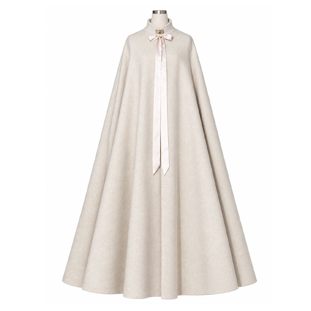 Chinese-Inspired Minimalist Wool Winter Cape for Hanfu & Everyday Wear-01