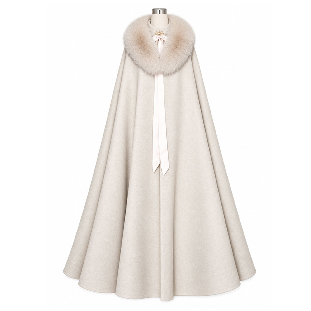 Chinese-Inspired Minimalist Wool Winter Cape for Hanfu & Everyday Wear-07