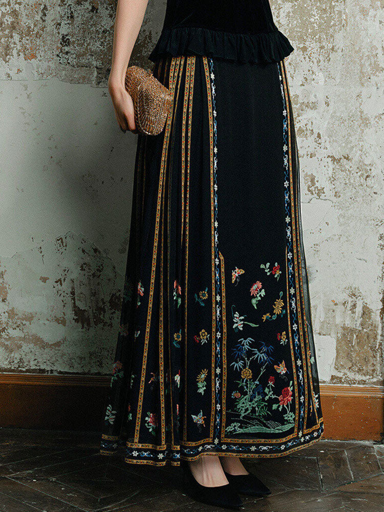 Silk-Printed Modernized Mamian Skirt | Neo-Chinese Spring/Summer Skirt | Multi-Color-01