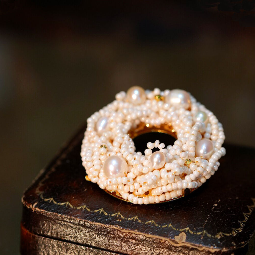 Vintage Pearl Bird’s Nest Brooch with Freshwater Pearls-01