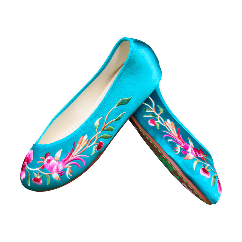 Cockscomb Floral-Embroidered Lake Blue Flats-01