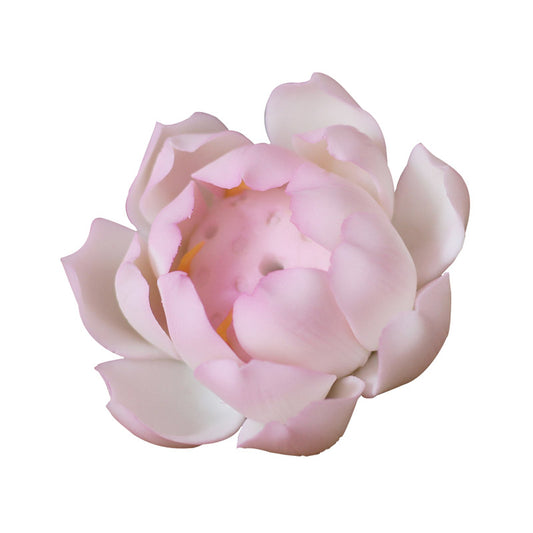 Handcrafted Pale Pink Ceramic Lotus Incense Burner and Holder-01