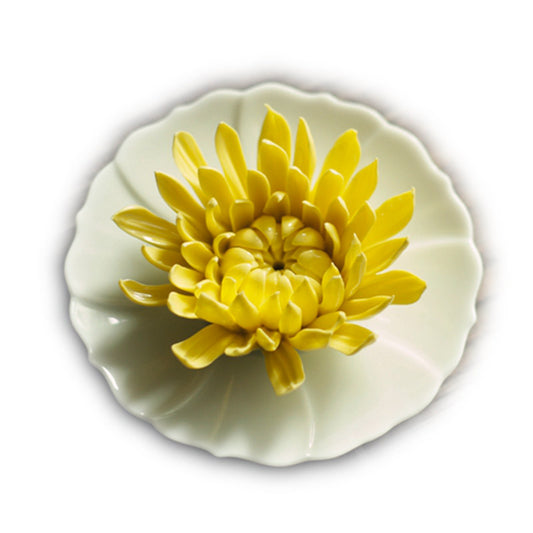 Handcrafted Ceramic Chrysanthemum Incense Burner and Holder-01