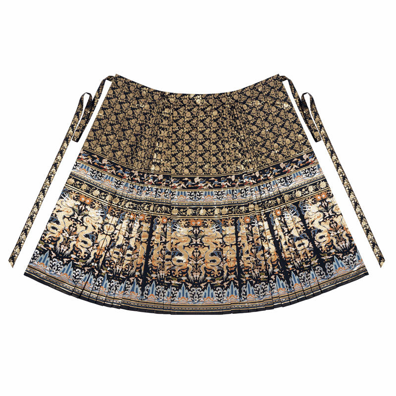 Dragon in Motion - Ming-Inspired Zhuanghua Brocade Mamian Skirt-02