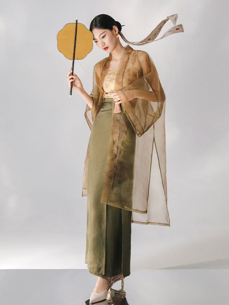 Summer Afternoon – Song Dynasty Inspired Three-Piece Modern Hanfu Skirt Set Chinese Style Outfit-01