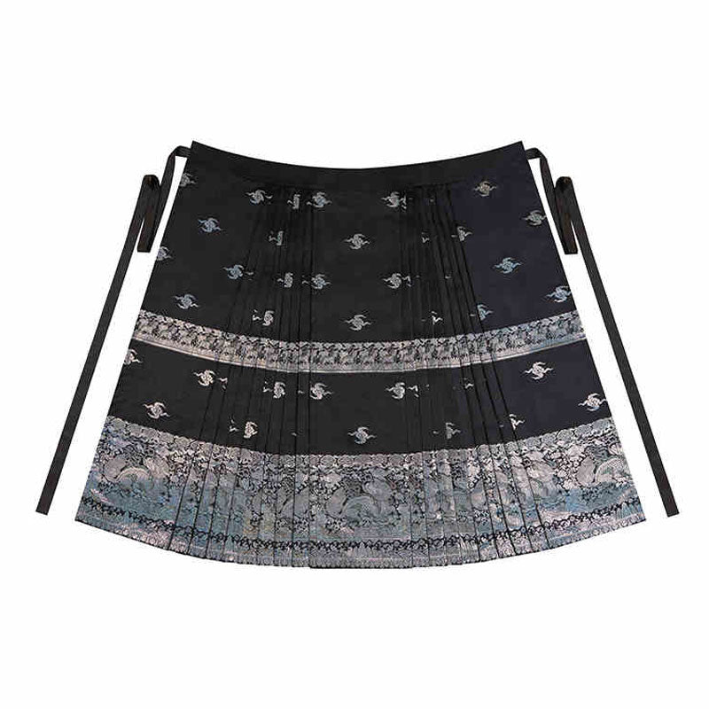 Ocean Wave Pattern Woven Gold Traditional Chinese Retro Pattern Mamianqun Skirt-02