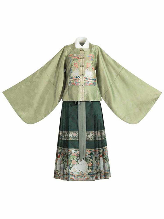 Jade Rabbit Gazing at the Moon - Ming Dynasty Style Hanfu Mamianqun Skirt Set-01