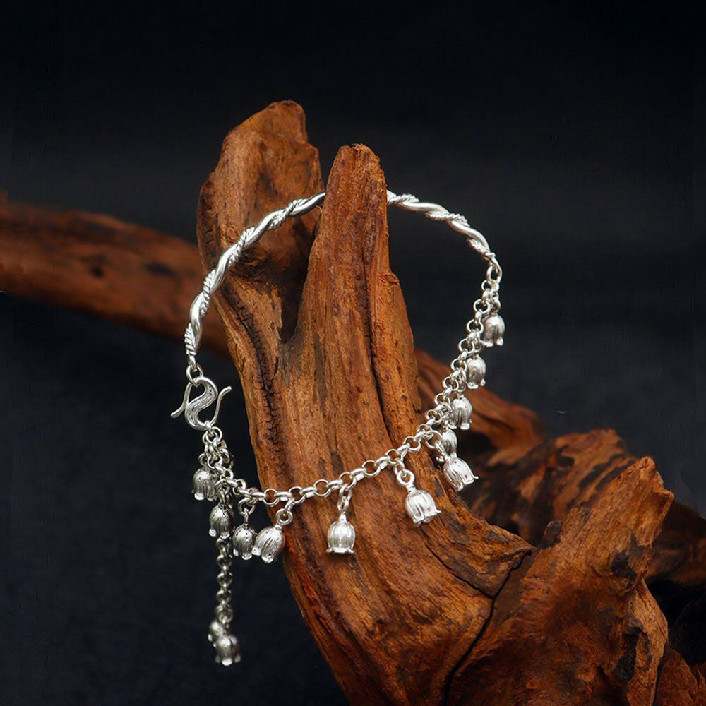 Lily of the Valley Twisted Vine Bracelet in 999 Fine Silver-02