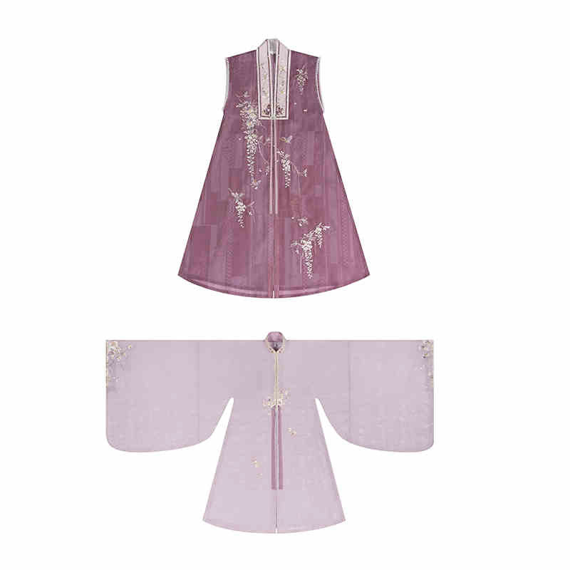 Whispers of a Misty Paradise - Traditional Stand Collar Embroidered Hanfu Dress Set-12