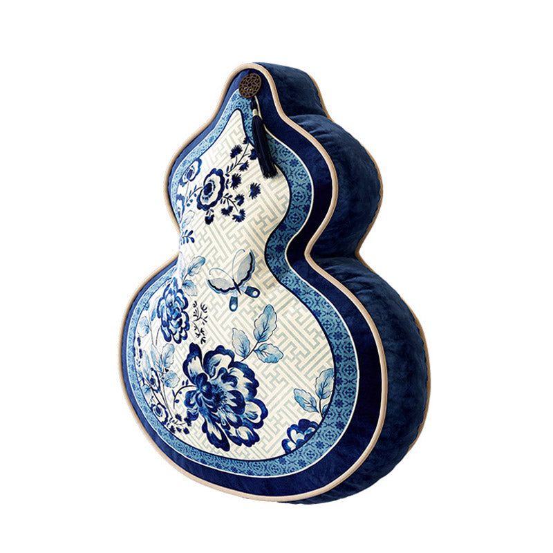 Chinese Classic Luxury Blue and White Cushion Series Double-Sided Printed Gourd Cushion Pillows Home Decor