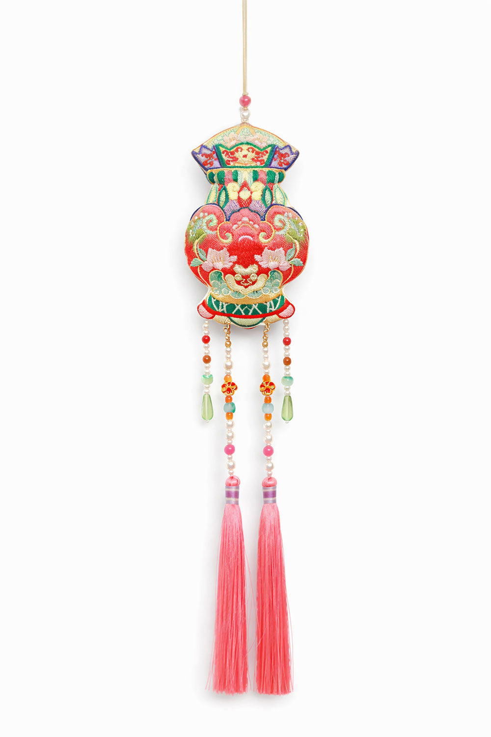 Double-Sided Embroidered Chinese Classic Motif Tassel Sachet Charm-01
