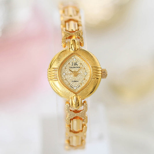 90s Retro Art Deco Style Gold-Plated Women's Manual Mechanical Watch-01