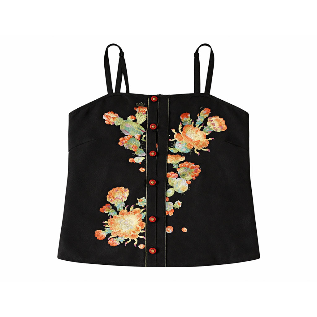 Embroidered Hanfu Inner-Layer Camisole - Cactus Blossom-01