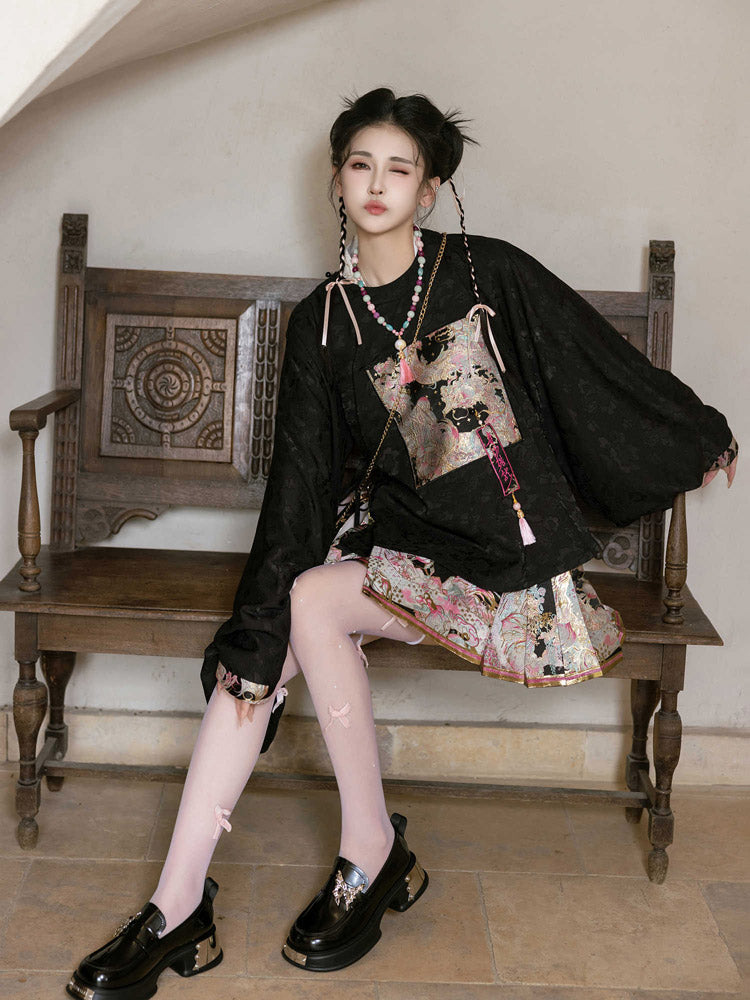 Loong Bestows Auspiciousness – Chic Chinese Style Mini Mamian Skirt Neo-Hanfu Skirt Set-02