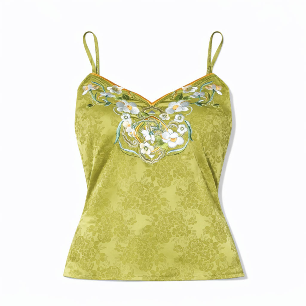 Chinese Style Jasmine Embroidered Hanfu Inner-Layer Camisole - Jacquard Satin-01