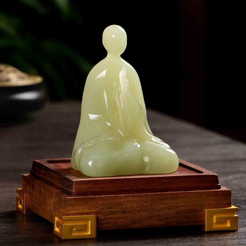 Natural Cyan Jade Formless Buddha Statue – Zen Miniature Art Piece-01